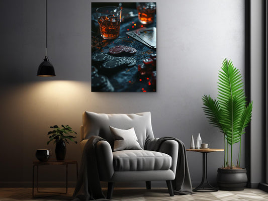 Poker Chips Canvas Art – Whiskey Wall Decor | Fun Night Art on Artist Grade Canvas