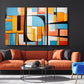 a living room with a large painting on the wall