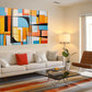 a living room filled with furniture and a painting on the wall