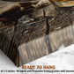 The image is a close-up of a wooden surface with water droplets on it, and it is described as a ready-to-hang artwork.
