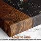 The image is a close-up of a wooden frame with a black and brown patterned surface, and it is described as a ready-to-hang artwork.