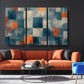 a living room with a couch and two chairs