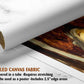 The image is a rolled canvas fabric, which is a type of canvas material used for painting or printing. It is described as a tube-delivered canvas fabric, which means it is delivered in a tube and requires stretching before use. It can be used as a poster with a 2.5" edge area.