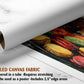 The image is a rolled canvas fabric that has been delivered in a tube. It requires stretching and can be used as a poster with a 2.5" edge area.