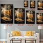 The image is a collage of seven photographs depicting various sizes of the same scene, which appears to be a kitchen or cooking area with steam rising from a cooking surface. The photographs are arranged in a grid format, with each photograph labeled with its size in inches, ranging from 40 to 36.