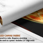 The image is a rolled canvas fabric, which is a type of canvas material used for painting or printing. It is described as a tube-delivered canvas fabric, which means it is delivered in a tube and requires stretching before use. It can be used as a poster with a 2.5" edge area.