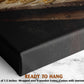 The image is a close-up of a black canvas with a wooden frame, and it appears to be a painting or artwork. The text below the image indicates that it is a ready-to-hang piece, with a depth of 1.5 inches and a wooden frame.
