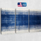 a blue and white painting on a wall