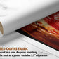 The image is a rolled canvas fabric, which is a type of canvas material used for painting or printing. It is described as a tube-delivered fabric that requires stretching and can be used as a poster with a 2.5" edge area.