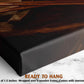 The image is a close-up of a black canvas with a wooden frame, and it appears to be a painting or artwork. The text below the image indicates that it is a ready-to-hang piece, with a depth of 1.5 inches and a wooden frame.