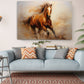 Horse Oil Painting - Galloping Brown Horse Canvas Art Print | Museum Quality