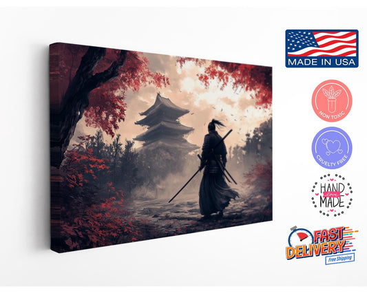 Samurai Canvas Art – Japanese Warrior Print | Ready to Hang or Rolled Canvas
