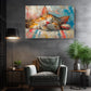 Cat Wall Art - Colorful Oil Painting Print | Rolled or Framed Canvas