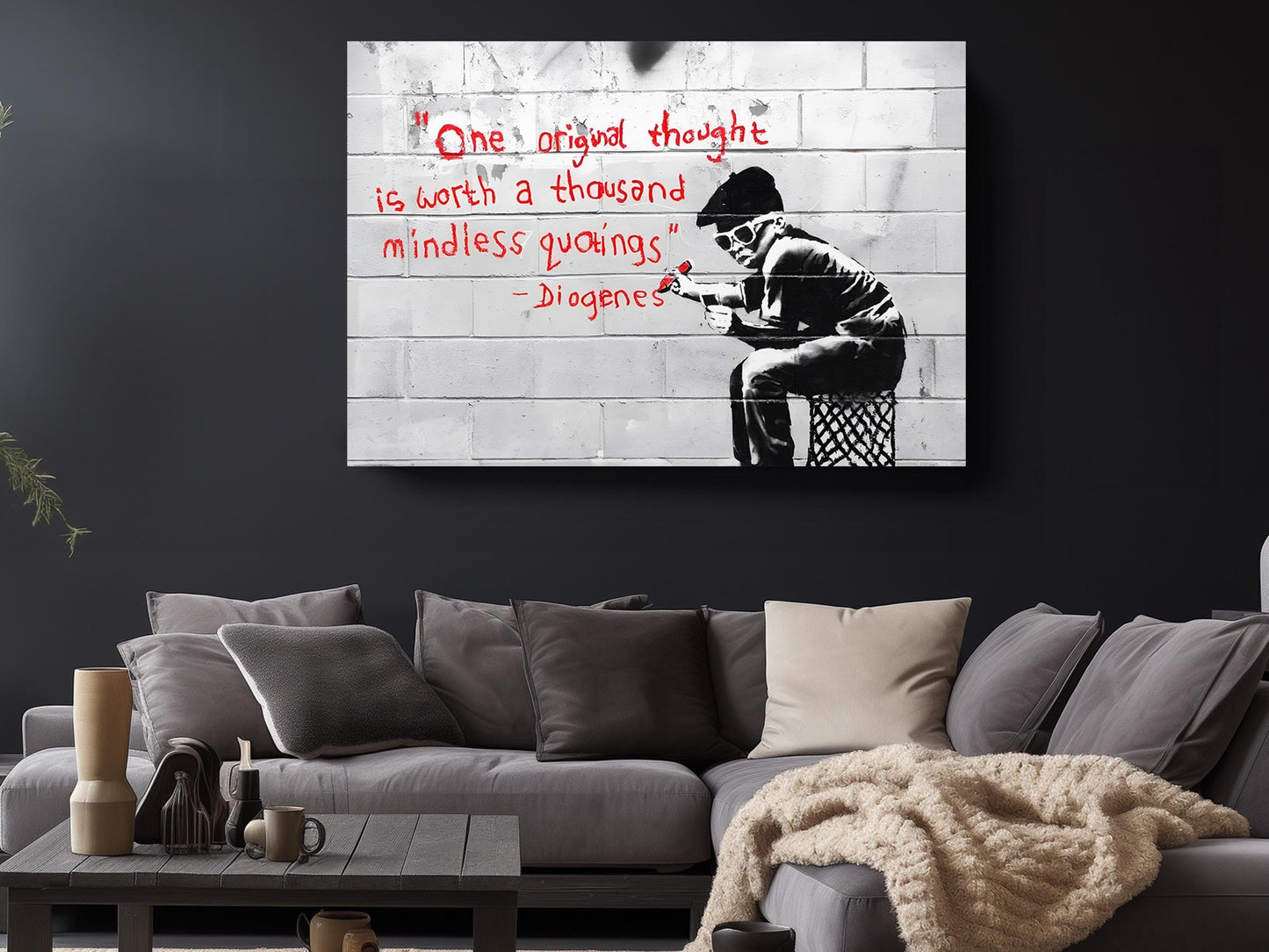 Canvas Art Print - Banksy Style Ready to Hang Museum Quality Wall Decor
