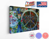 Peace Sign Canvas Art - Handcrafted Boho Chic Wall Decor | Ready to Hang Canvas