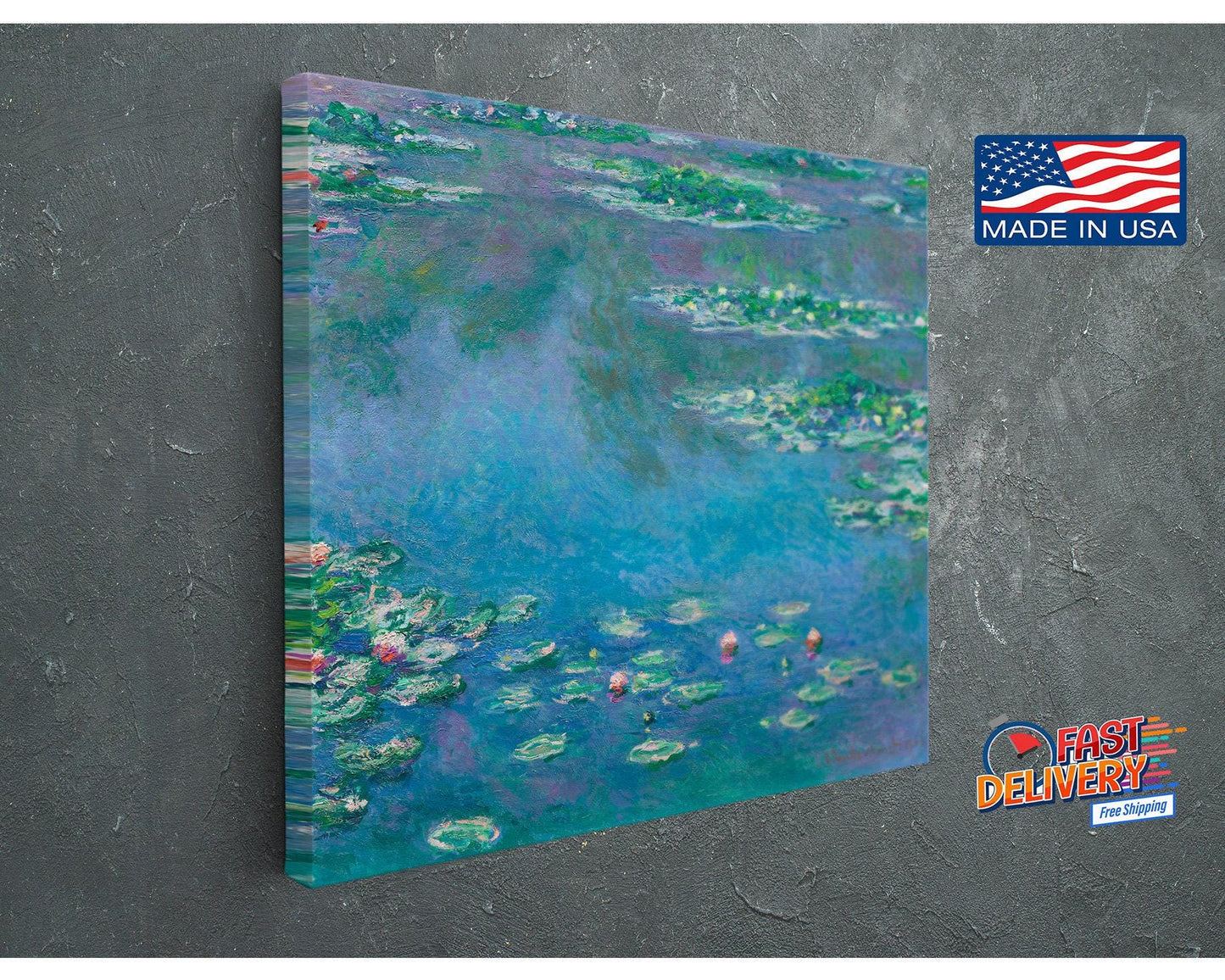 Monet Water Lilies Print – Modern Impressionist Wall Art on Canvas