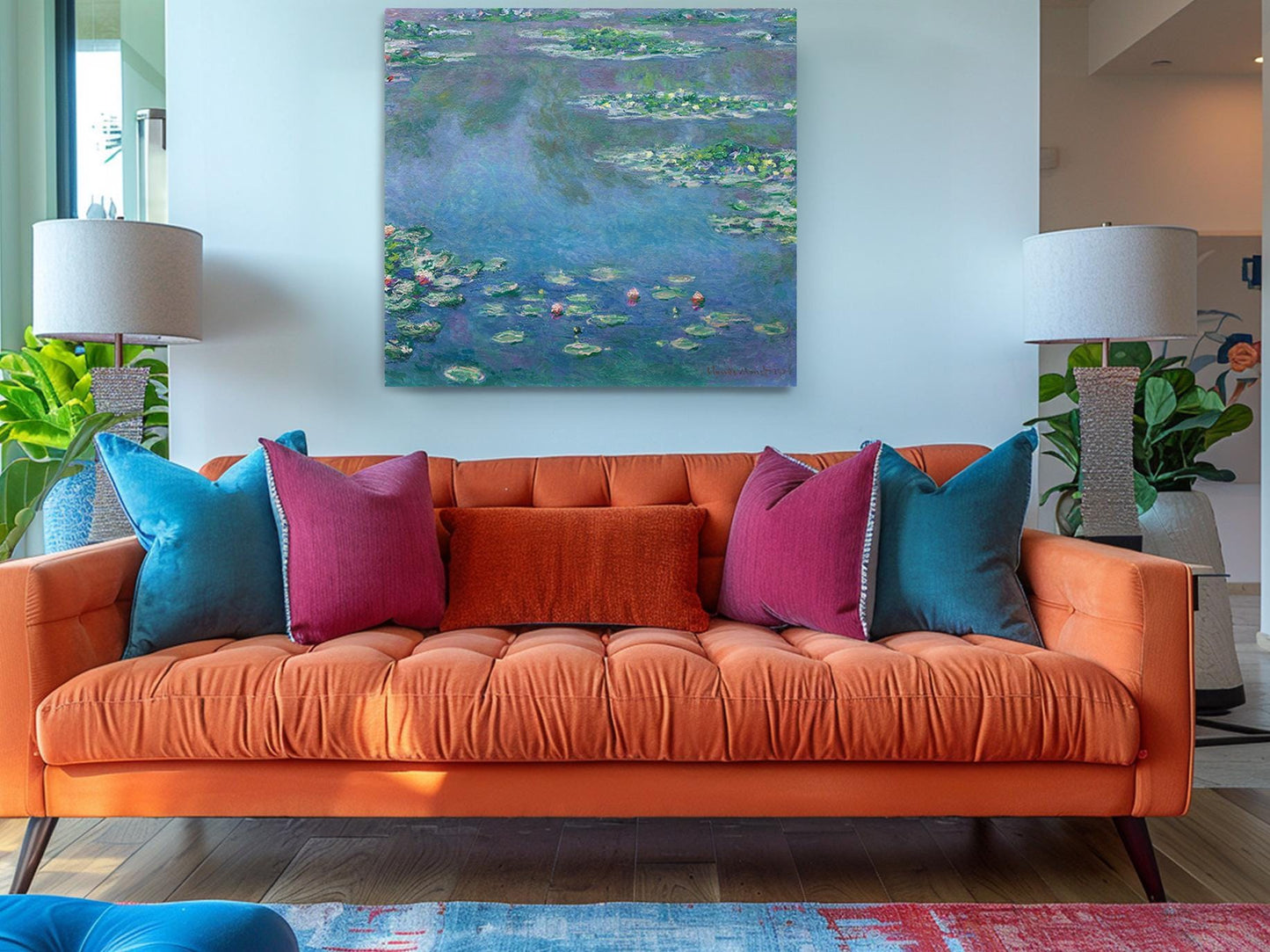 Monet Water Lilies Print – Modern Impressionist Wall Art on Canvas