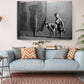 Street Art Canvas Print – Black and White Stencil Urban Wall Decor, Ready to Hang