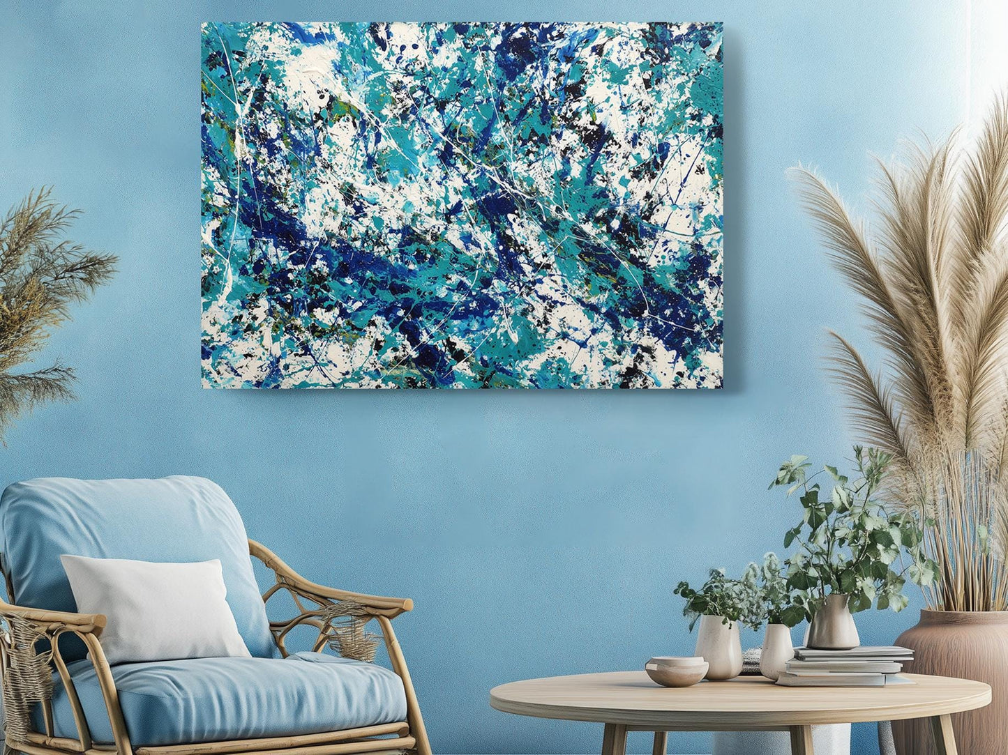 Blue Abstract Canvas Art – Modern Wall Prints | Framed or Rolled Canvas Decor