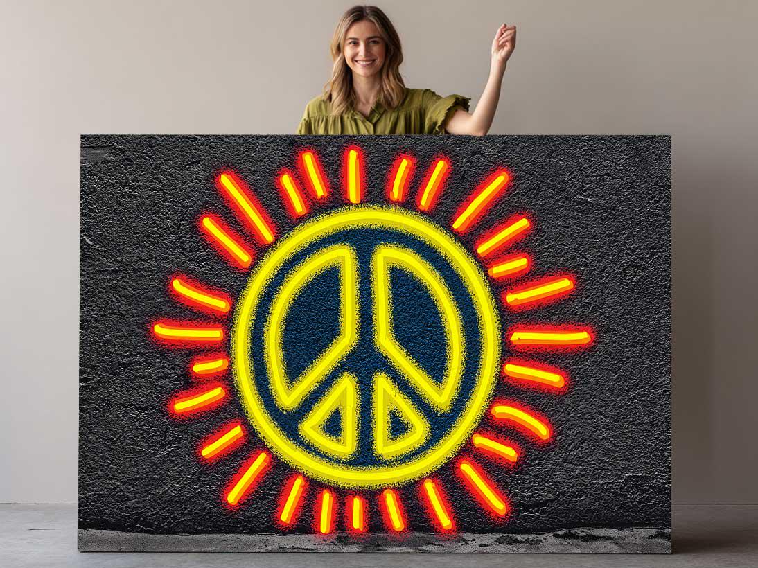 Peace Sign Canvas Print – Urban Wall Decor Graffiti Art Ready to Hang