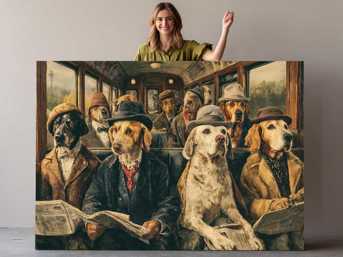 Dog Canvas Wall Art – Vintage Dog Print on Museum Quality Canvas, Framed or Rolled