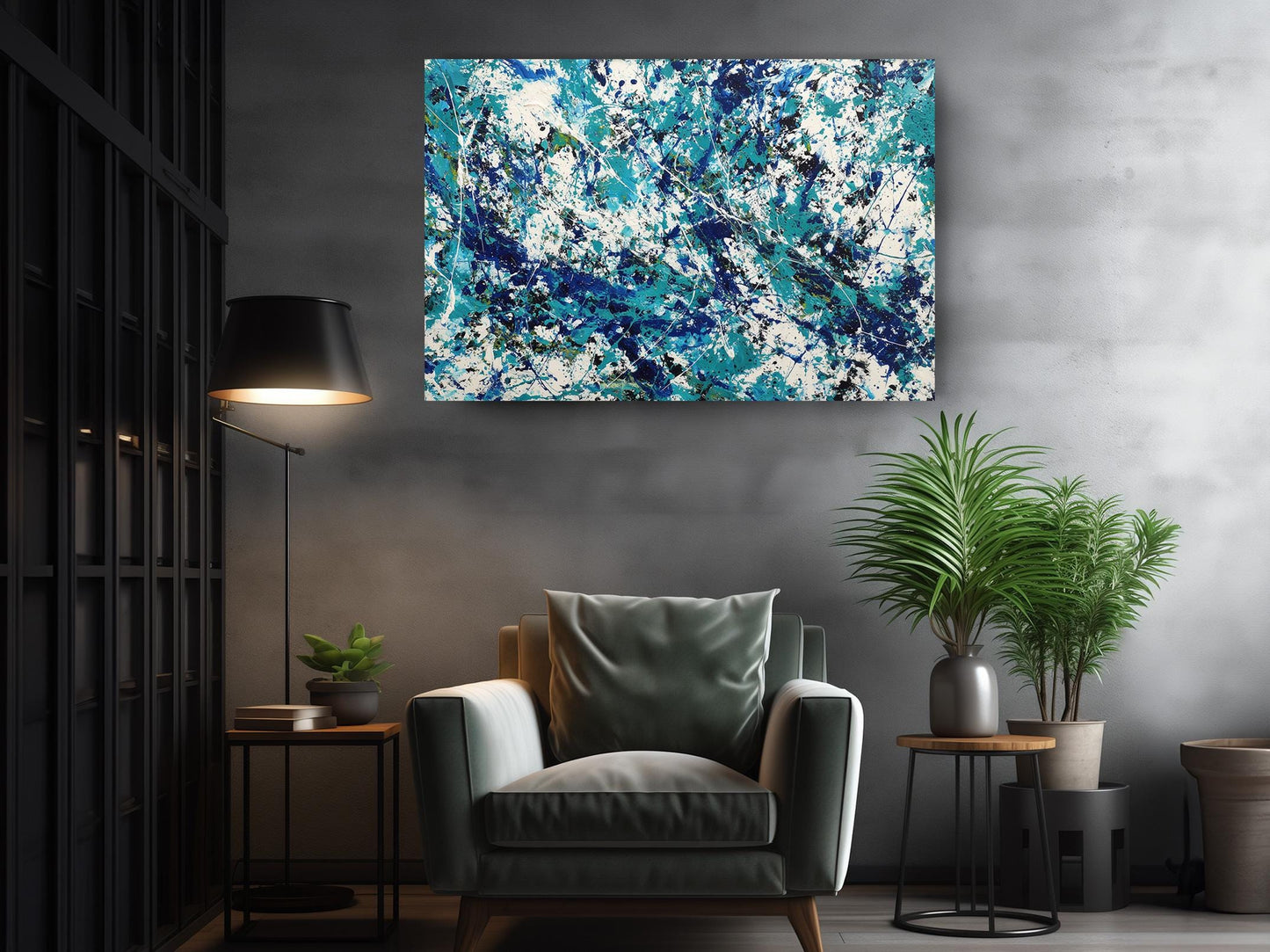 Blue Abstract Canvas Art – Modern Wall Prints | Framed or Rolled Canvas Decor