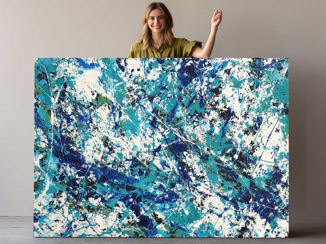 Blue Abstract Canvas Art – Modern Wall Prints | Framed or Rolled Canvas Decor
