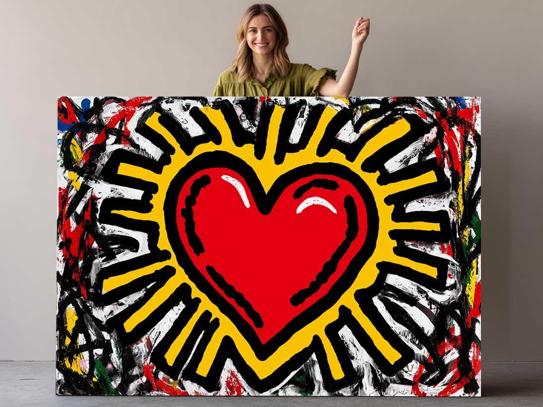 Pop Graffiti Canvas - Radiant Heart Art Print | Modern Home Decor, Ready to Hang